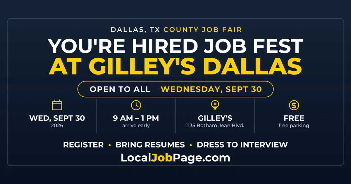 You're Hired Job Fest Sept. 30: Free Dallas County Job Fair at Gilley's