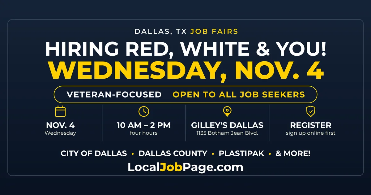 Hiring Red, White & You! Job Fair Nov. 4 at Gilley's Dallas: Veteran-Focused, Open to All